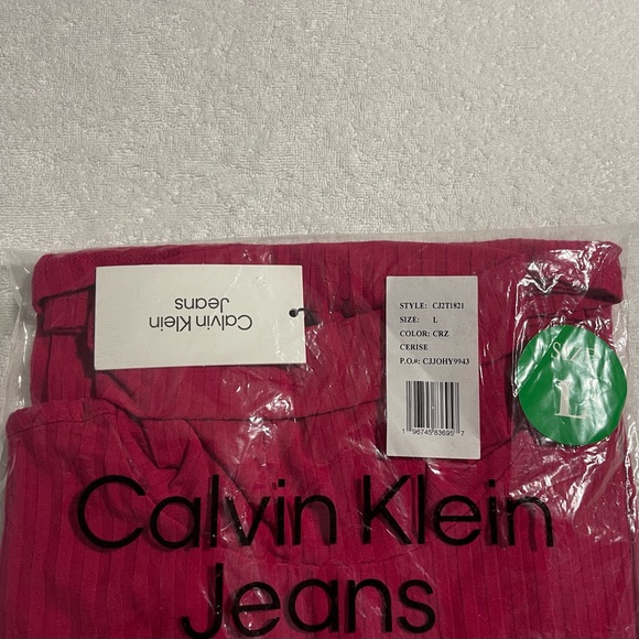 Calvin Klein Jeans Women's Long Sleeve Turtleneck Top - Cerise, Size L, New - Picture 5 of 8